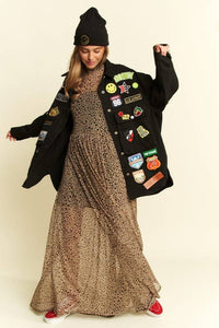 ANIMAL PRINT MESH MAXI DRESS