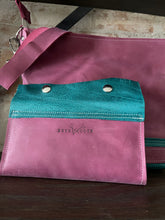 Load image into Gallery viewer, Turquoise + Raspberry Tote With Wallet Ticket