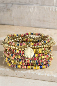 Multi Tone Seed Bead Set Bracelet