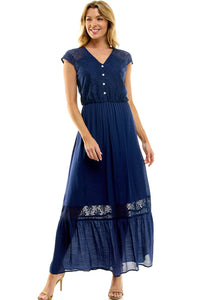MAXI WITH CROCHET CONTRAST AND BUTTONS