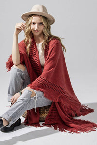 Fringe Ruana Style Shawl Cardigan